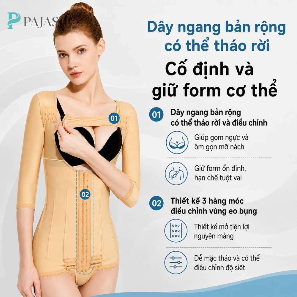 Áo Gen Định Hình Bắp Tay Eo Lưng Sau Hút Mỡ Cao Cấp- A71 - Ảnh 8